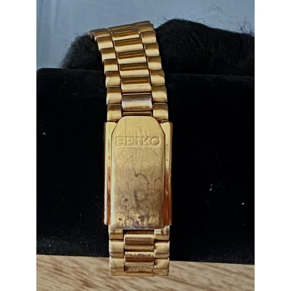 Vintage SEIKO FLIGHTMASTER Gold Black Chronograph Watch 7T34-6A09 NEW BATTERY - Picture 5 of 7